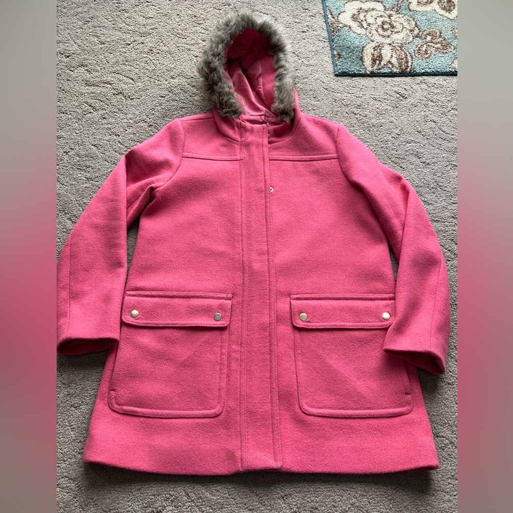 J. Crew Factory Vail Parka Wool Coat Coral Pink size 10